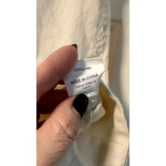 DISSH Women Cream 100% Linen Sleeveless Round Neck Blouse Top US 4 Natural Boho - Picture 3 of 4